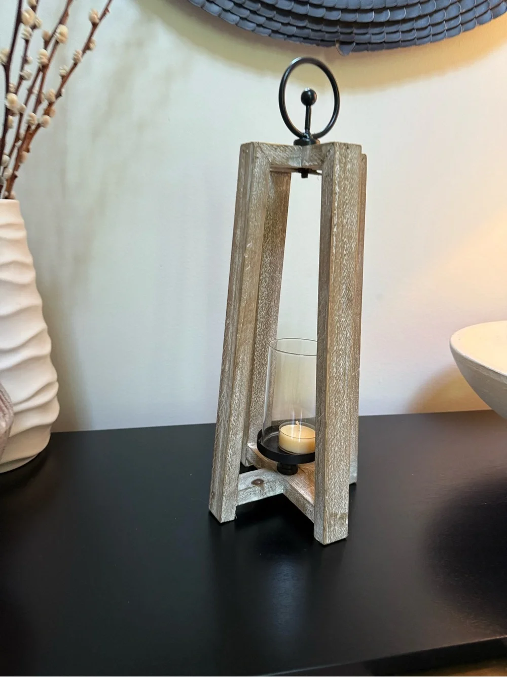 Rustic Wood Lantern Candle Holder